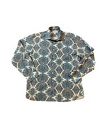 Paul Frederick Dress Shirt Mens Large Blue Paisley Floral Trim Fit Roll ... - $26.61