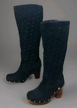 UGG Arroyo 3363 Weave Black Suede Leather Clog Knee High Boots US 8 - $247.50