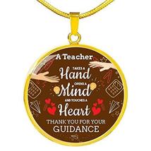 Express Your Love Gifts A Teacher Takes A Hand Circle Necklace Engraved 18k Gold - £55.35 GBP