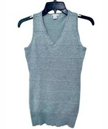 Xhilaration Womens S Gray Wide Rib V Neck Sleeveless Racerback Preppy Sw... - $23.27 CAD