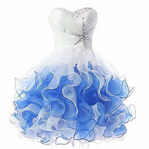 Kivary Short Beaded Little White Ball Gown Prom Homecoming Cocktail Dresses Sky