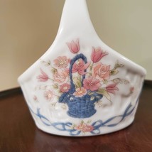Vintage Bone China Basket with Flowers, Floral Trinket Dish, Made in Japan image 3