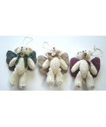  Lot of 3 TERRY&#39;S VILLAGE Cloth 4&quot; ANGEL BEAR jointed Christmas Ornaments - £19.95 GBP