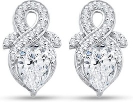 1.50Ct Pear Cut Cz Infinity Love Stud Earrings in 14k White Gold Over for Gift - £49.26 GBP