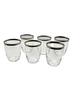 MCM Set 6 Vintage Clear Glass Tumblers With Silver Rim - $38.40