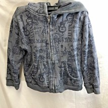 Calvin Klein Jeans Boys Sz 7 Zip Up Jacket Gray Navy Blue Guitars Long S... - $10.88