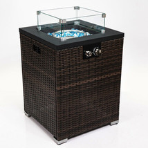 Wicker Fire Pit Column with Glass Wind Guard - £226.56 GBP