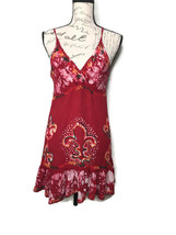 Shoreline Womens One Size Fits Most Red V-Neck Dress Fleur de Lis Embroidery - £13.63 GBP