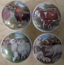 Cabinet Knobs 4  Farm scenes cow sheep chicken pig (4) - £15.57 GBP