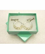 Silver Tone Dangling Hoop Earrings, White Crystals, Fashion Jewelry, JWL... - $181.89 MXN