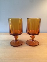 Amber/gold goblets set of 2 made by Colony/Indiana Glass in the Nouveau pattern
