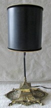 Vintage Japan Brass Inkwell Desk Lamp with Black Shade  - $123.75