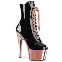 PLEASER ADORE-1020 Sexy 7&quot; Heel Rose Gold Chrome Platform Black Ankle Boots - £80.63 GBP
