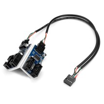 Rocketek 9pin USB Header Male 1 to 4 Female Extension Card USB 2.0 Splitter Cabl - £22.01 GBP