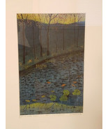 J. Heath Artist &quot;Pond With Trees&quot; No. 1 Monoprint Framed Art Picture (NEW) - £141.96 GBP