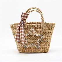 Sweet Girl Straw Bag  Corns   Rattan Bag Woman Knitting  Scarf  Bag  Woven Beach - £63.26 GBP