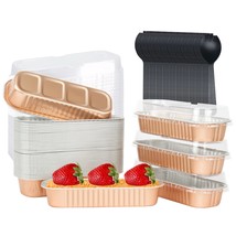 Disposable Mini Cake Pans With Lids 50 Pack, 6.8Oz Rectangle Baking Cups... - £22.66 GBP