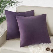 Velvet Pillow Covers Decorative Square Pillowcase Set of 2 Soft Solid (18” x18“) - £12.36 GBP