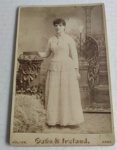 Vintage Cabinet Card Young Woman in Dress by Oaks &amp; Ireland in Holden, Kansas - £14.20 GBP