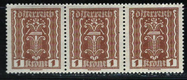 AUSTRIA 1922-1924 Very Fine MNH Strip of 3 Stamps Scott # 251 - £0.79 GBP