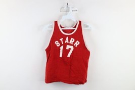 Vintage 60s 70s Boys Size 34 36 Knit Basketball Jersey Starr Red #17 USA - $39.55