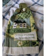 FAITH All Things Possible Crocheted Top Kitchen Towel Home Cabin Gift - $165.04 MXN