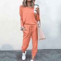 Autumn and winter new loose solid color long sleeve trousers  suit for women Run - £90.81 GBP
