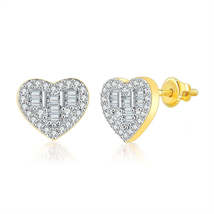 Crystal &amp; Cubic Zirconia Two-Tone Heart Stud Earrings - £12.74 GBP