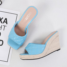 Summer New Wedge Sandals for Women&#39;s with Candy Colors Fish Mouth Hemp Rope Weav - £44.72 GBP