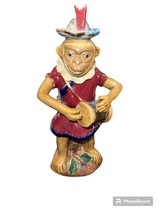 Vintage  Asian &quot;Mudman&quot; Shiwan Glazed Monkey &amp; Drum Pottery Figurine - £31.64 GBP