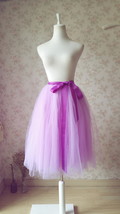 Purple Tulle Midi Skirt Outfit Women Custom Plus Size Tulle Party Tutu Skirt image 1