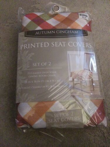 Autumn Gingham Dining Room Seat Cover ~ Set of 2 ~ Fall, Thanksgiving  - $5.89