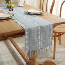 Tassel Linen Dining Table Runner Rustic Farmhouse Tablecloth Woven Table... - $17.95