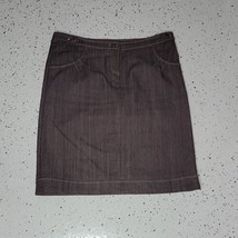 NY Collection Petite Straight Denim Skirt Sz 8 Brown Knee Length - £17.97 GBP