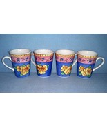 Sango Watercolors 4 Tall Mugs 3002 Apricot Jam Sue Zipkin - $20.58 CAD