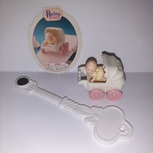 1988 Fisher Price Precious Places Baby Amanda Miniature Doll Carriage Key Card - $14.85