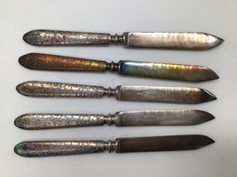 1847 ROGERS BROS Warranted Silverplate Fruit Cheese Knives Set of 5 5&quot; V... - $15.83
