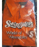 NEW Vintage Swingster Vinyl Nylon Jacket Orange size L KGNR KCTC Radio 1... - $38.98