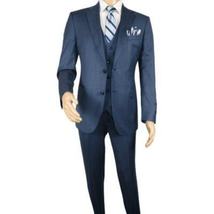 Men Suit BERLUSCONI Turkey 100% Italian Wool Super 180's 3pc Vested #Ber5 Navy image 7