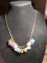 22-in Flowers Attached With Gold Colored Chain Necklace Handmade - £13.44 GBP