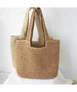 Women Straw Shoulder Boho Handle Tote Retro Summer Beach Rattan Handbag_ - £23.18 GBP