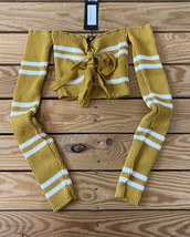 nasty gal NWT my gift to you Stripe Long Sleeve Crop top Size S Mustard K3 - £9.87 GBP