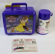 NEW VINTAGE 1990s Disney Beauty and the Beast Aladdin Lunch Box &amp; Thermo... - £70.76 GBP