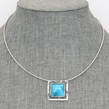 Retired Silpada Sterling Silver Square Turquoise Pendant Omega Necklace ... - £30.85 GBP