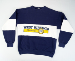 Vintage 80s West Virginia Mountaineers Sweat Taille XL Bleu Blanc USA - £18.93 GBP