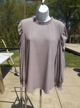 Nwt Adrianna Papell Cute Pink&amp;Black Plaid Long Sleeve Top L - $24.99