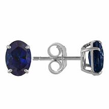 Galaxy Gold GG 2 Carat 14k Solid White Gold Stud Earrings Natural Sapphire - £253.10 GBP