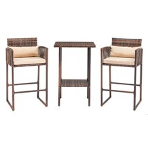 Outdoor 3 Piece Patio Bar Set, Bar Height Bistro Table Set for 2 People, High To - £268.34 GBP