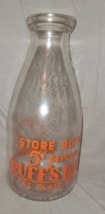 Ruff&#39;s Dairy, St. Clair, Michigan quart Milk Bottle 5 cent Deposit Round - £29.37 GBP