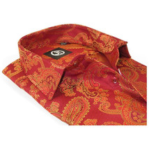 Men's Silky Paisley Floral Shirt By JT Milano AVM Turkey Slim Fit 600-28 Rust image 2
